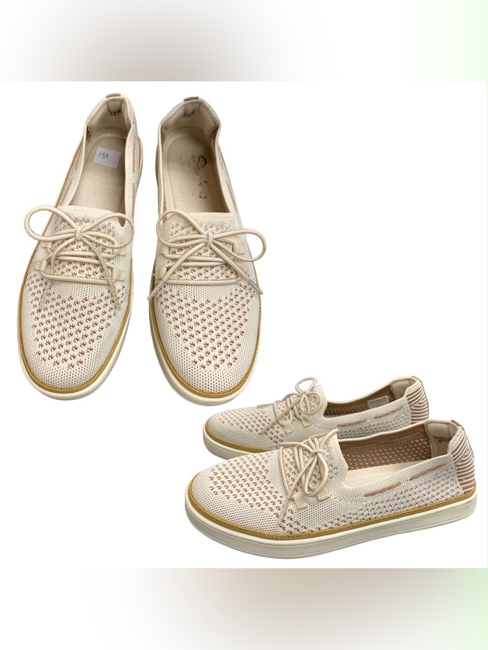 Skechers Knit Lace-Up Flats - Beige S8.5